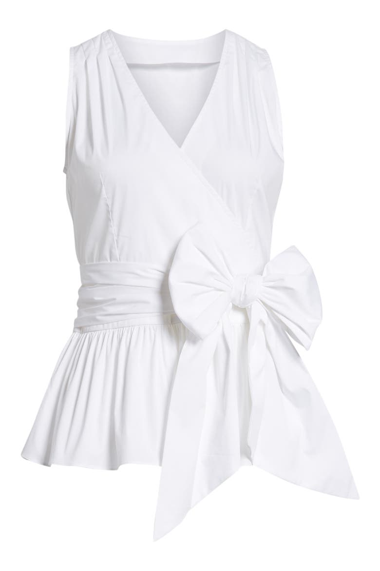 Cotton Blend Wrap Blouse, Alternate, color, WHITE