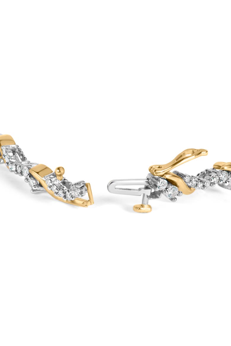 10K Yellow and White Gold 2.00 Cttw Diamond "S" Link Bracelet, Alternate, color, Yellow