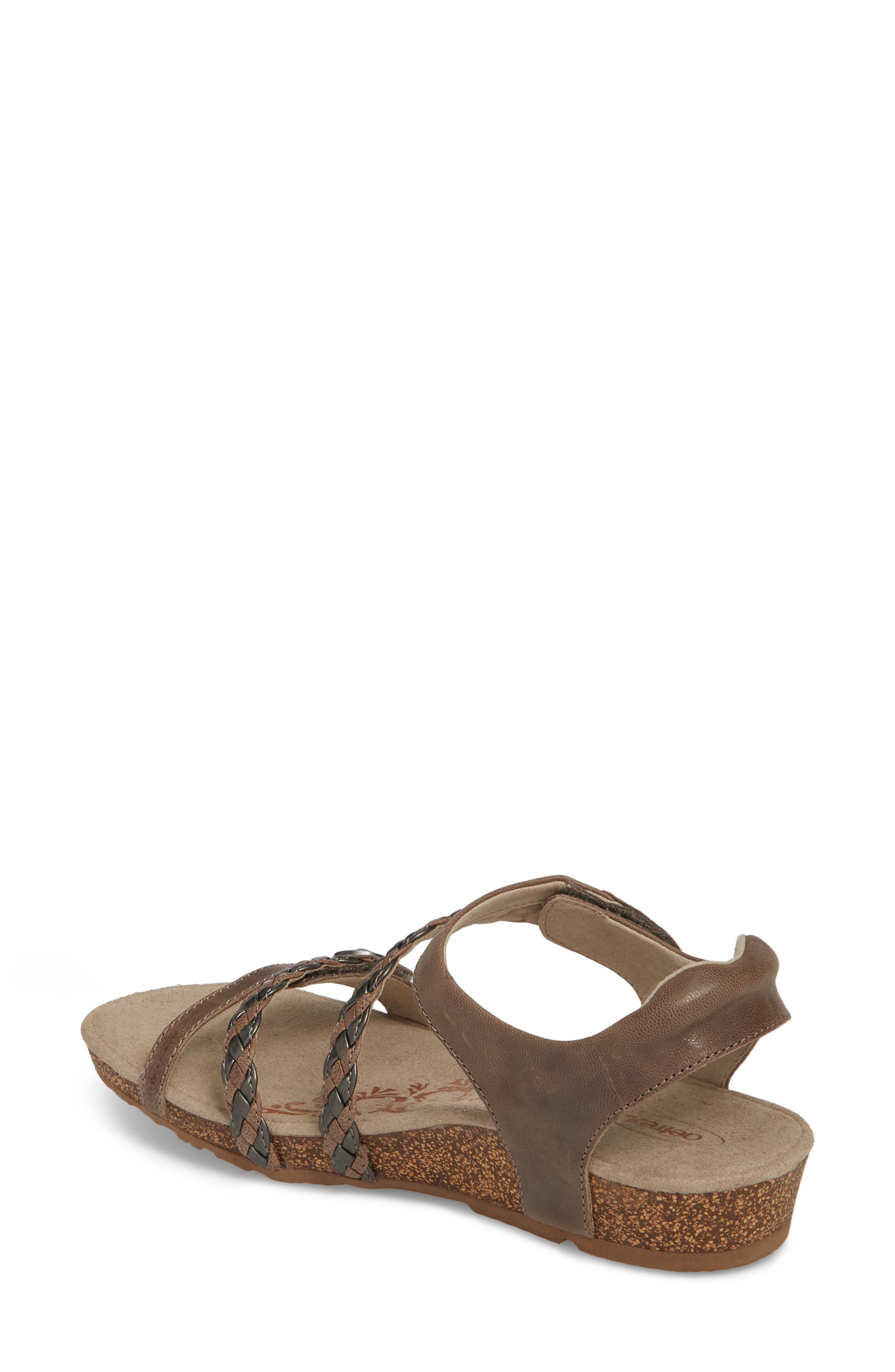 Aetrex Jillian Braided Leather Strap Sandal, Alternate, color, 