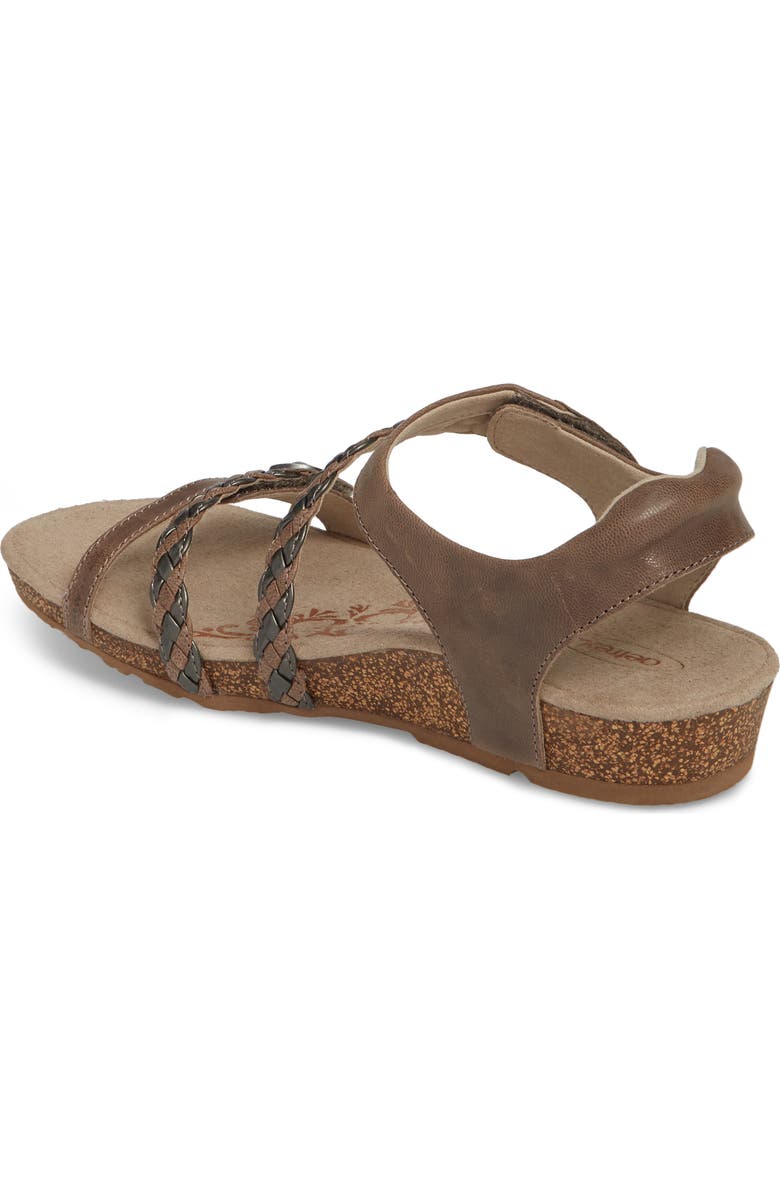 Aetrex Jillian Braided Leather Strap Sandal, Alternate, color,