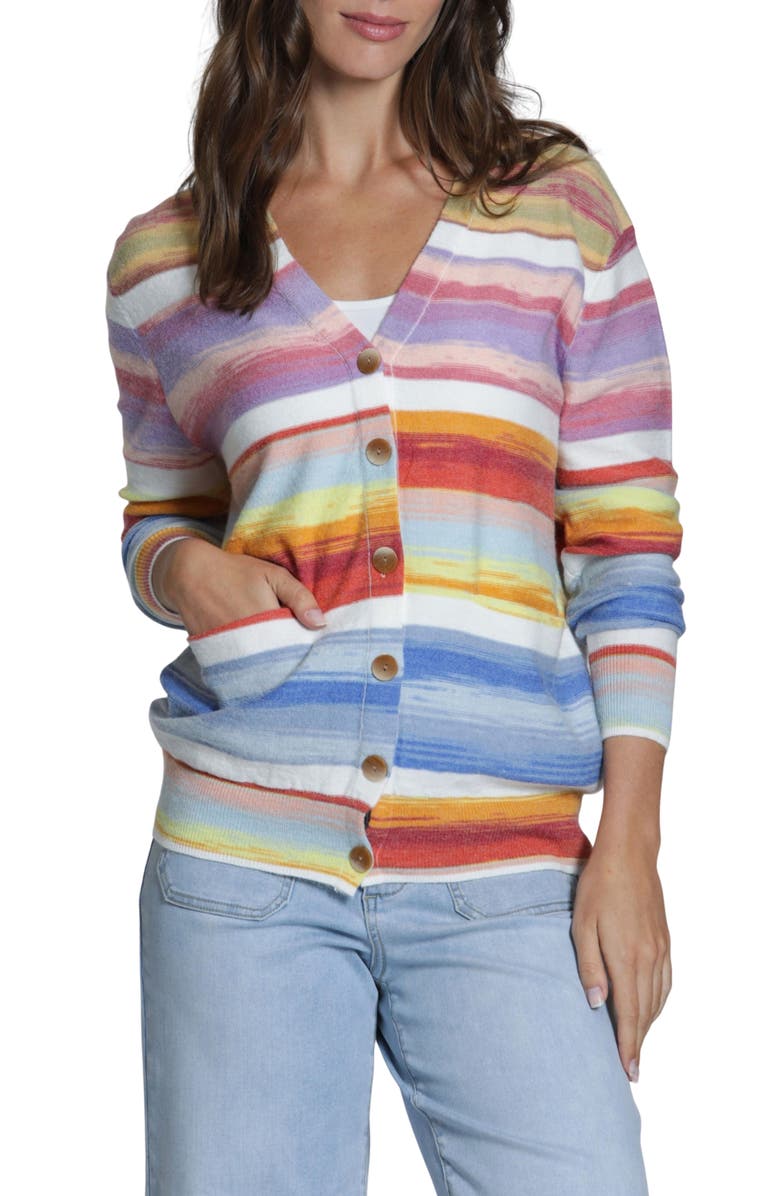 APNY Space Dye Stripe Cardigan, Main, color, Blue Terracotta Multi