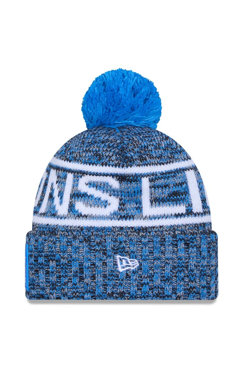 New Era Men's New Era Blue Detroit Lions 2025 Sideline Cold Weather Cuffed Knit Hat with Pom, Alternate, color, Blue