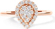 Haus of Brilliance 10K Rose Gold 3/8 Cttw Composite Diamond Pear Shaped Halo Promise Ring