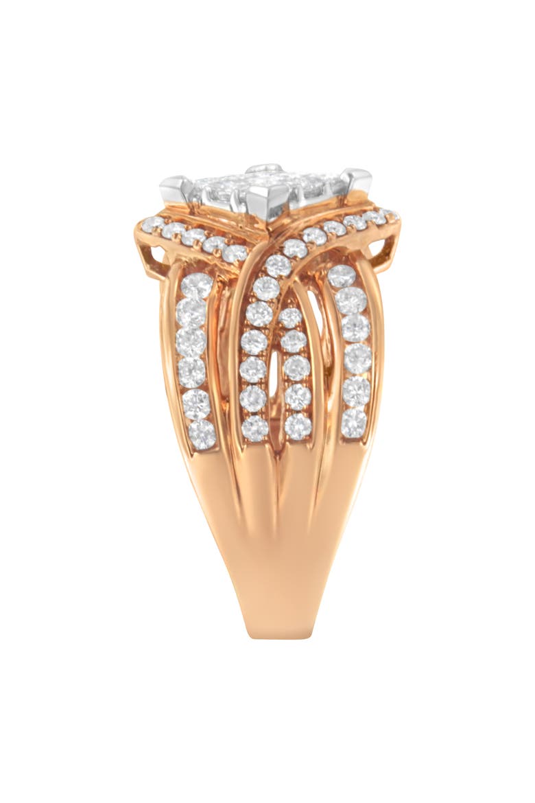 Two-Tone 10KT Gold 1 1/2 cttw Diamond Bypass Cocktail Ring, Alternate, color, White