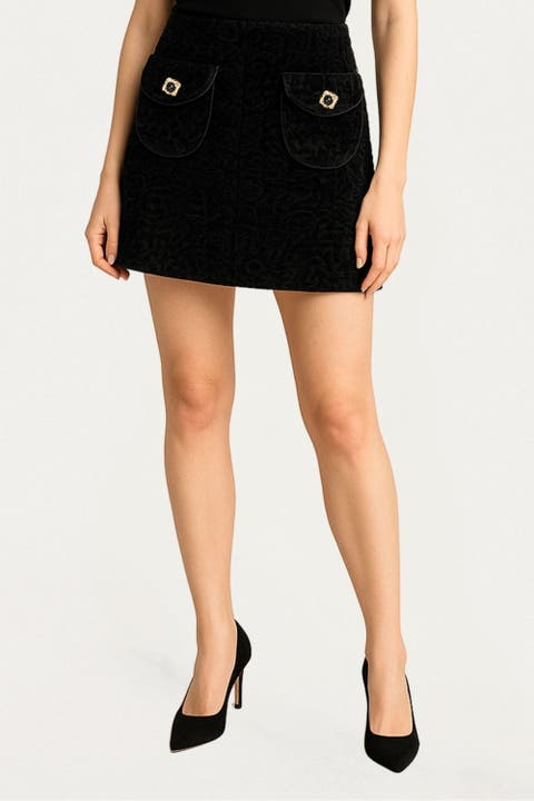 Textured Velvet Mini Skirt