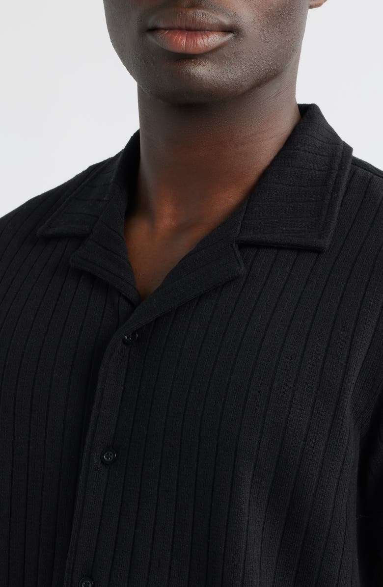 Rails Corrin Rib Knit Camp Shirt, Alternate, color, Onyx