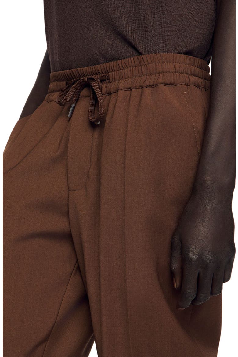 Elasticated straight-leg trousers, Alternate, color, Chocolate