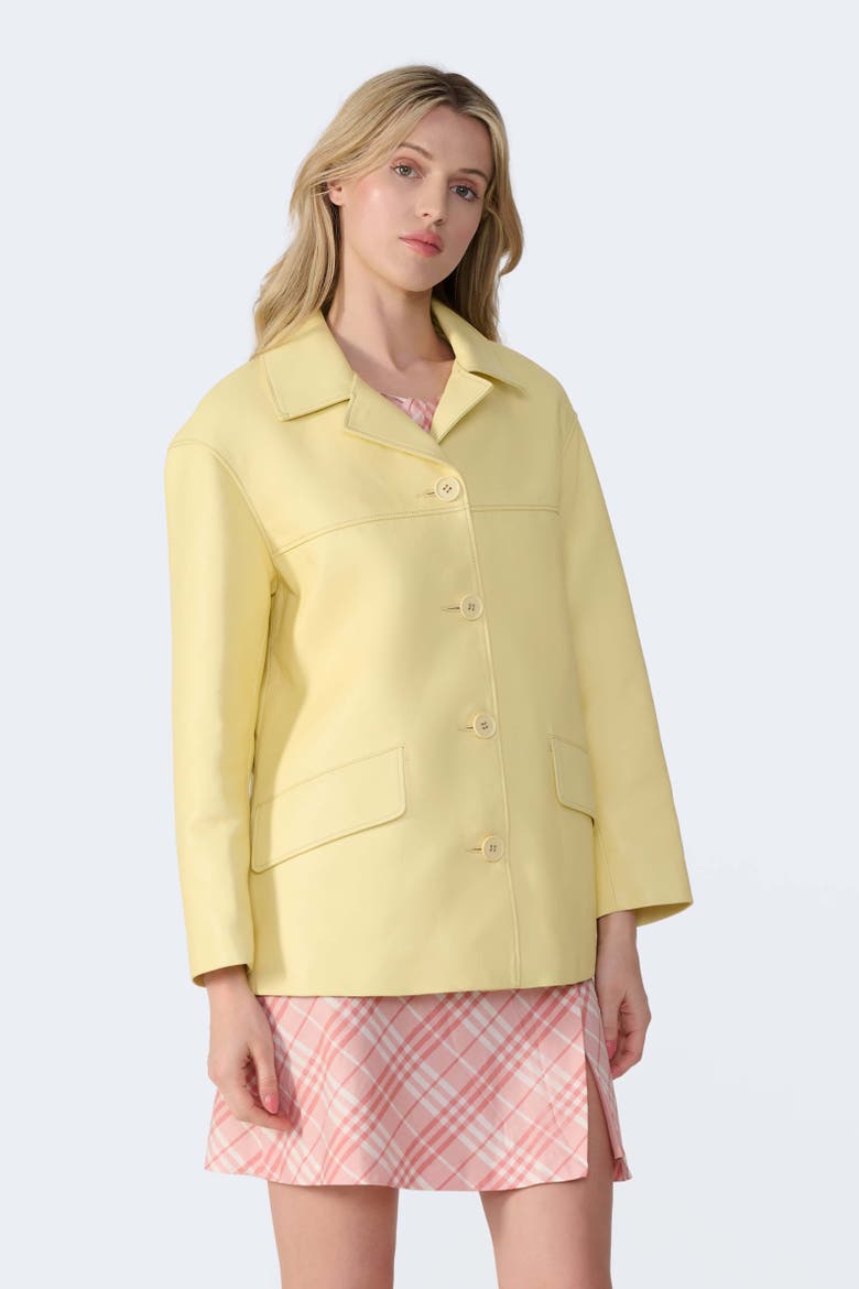 Colette Leather Jacket, Alternate, color, Butter Yellow