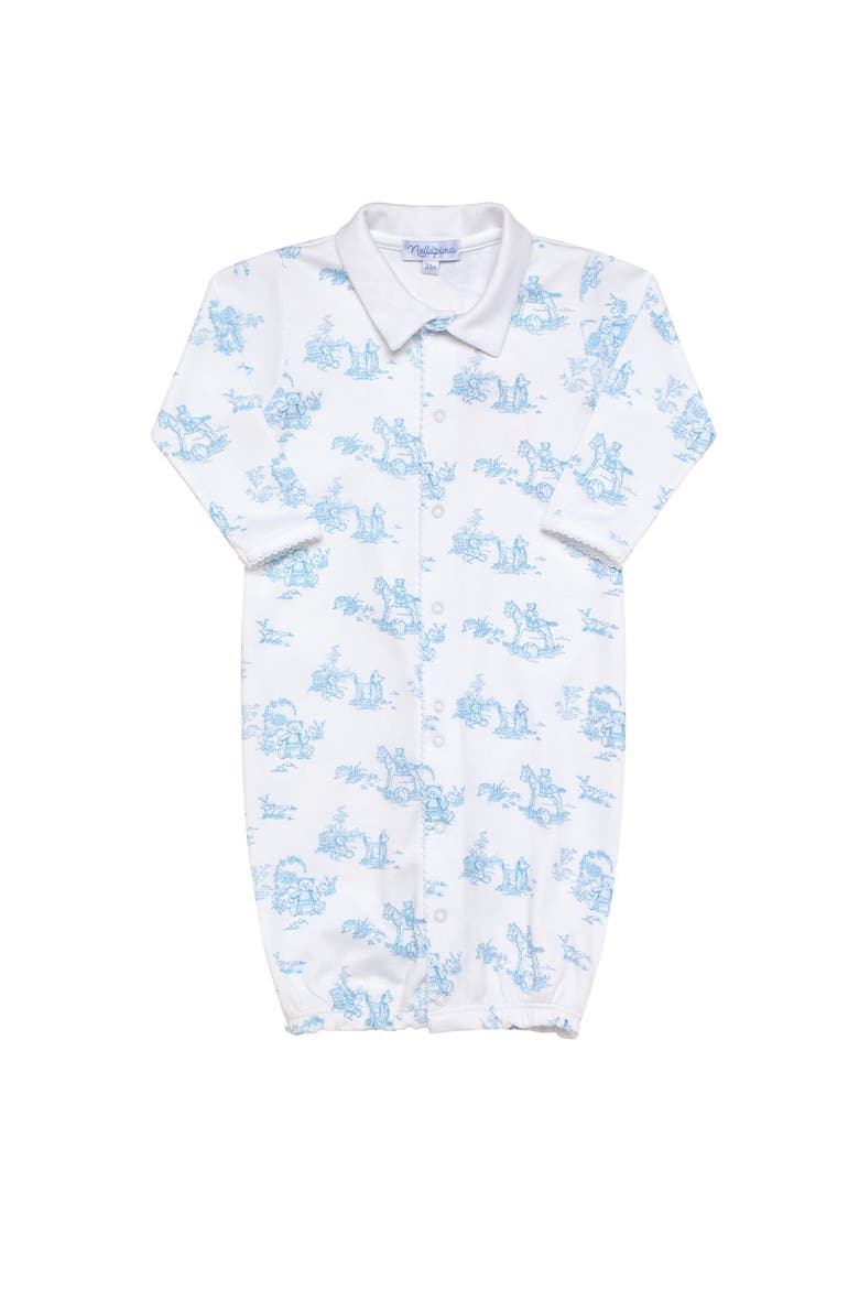 Blue Toile Baby Converter Gown - Baby, Alternate, color, Blue