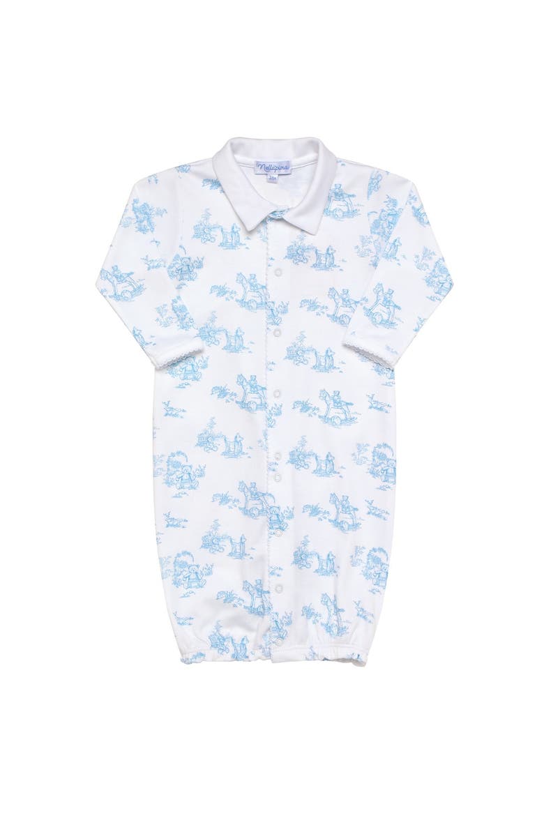 Nellapima Blue Toile Baby Converter Gown - Baby, Alternate, color, Blue