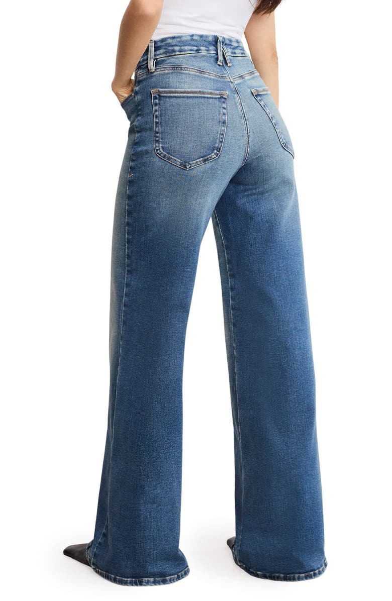 Good American Good Waist High Waist Wide Leg Palazzo Jeans, Alternate, color, Indigo986