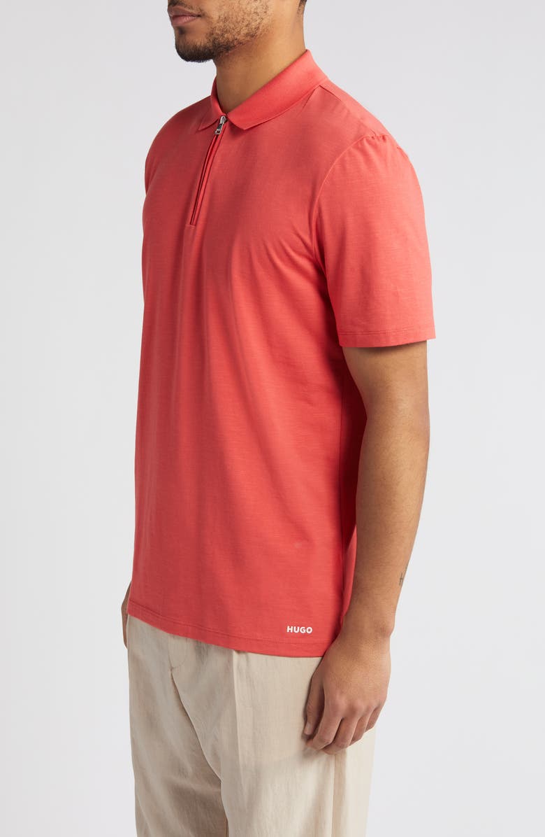HUGO Dekok Zip Polo, Alternate, color, Medium Red
