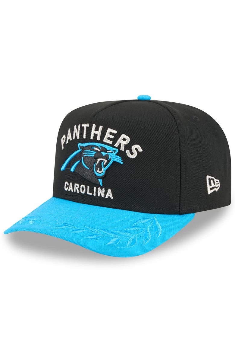New Era Men's New Era Black/Blue Carolina Panthers 2025 NFL Draft A-Frame 9FIFTY Snapback Hat, Main, color,