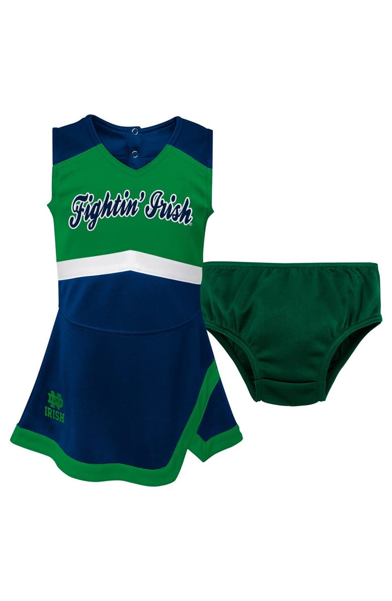 Outerstuff Girls Toddler Navy Notre Dame Fighting Irish Cheer Captain Dress & Bloomers Two-Piece Set, Main, color, 