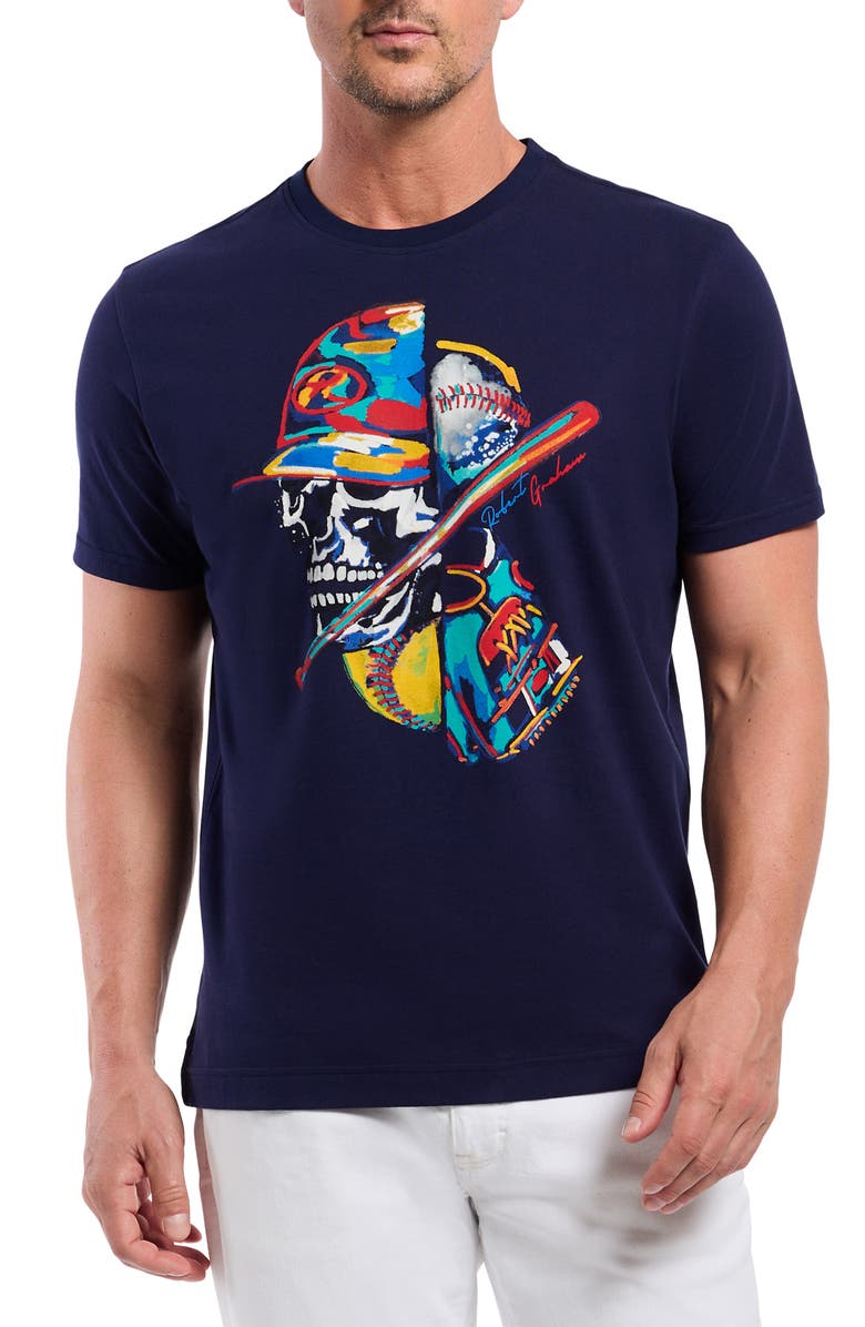 Robert Graham Skull Slugger Cotton Graphic T-Shirt, Main, color, 