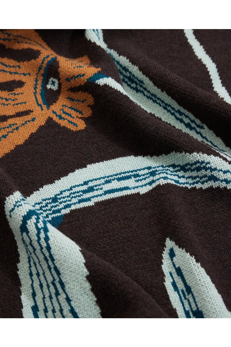Flora Vision Knit Throw Blanket, Alternate, color, Marigold