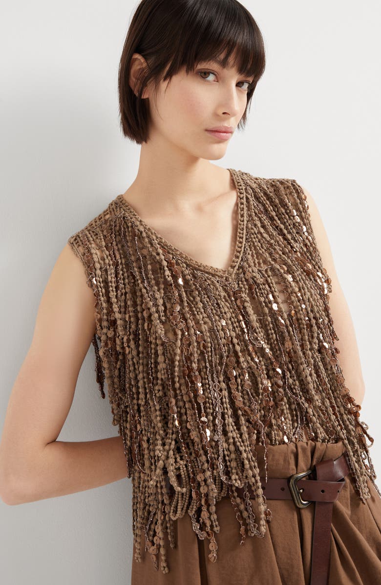 Brunello Cucinelli Dazzling Cascades top, Alternate, color, 