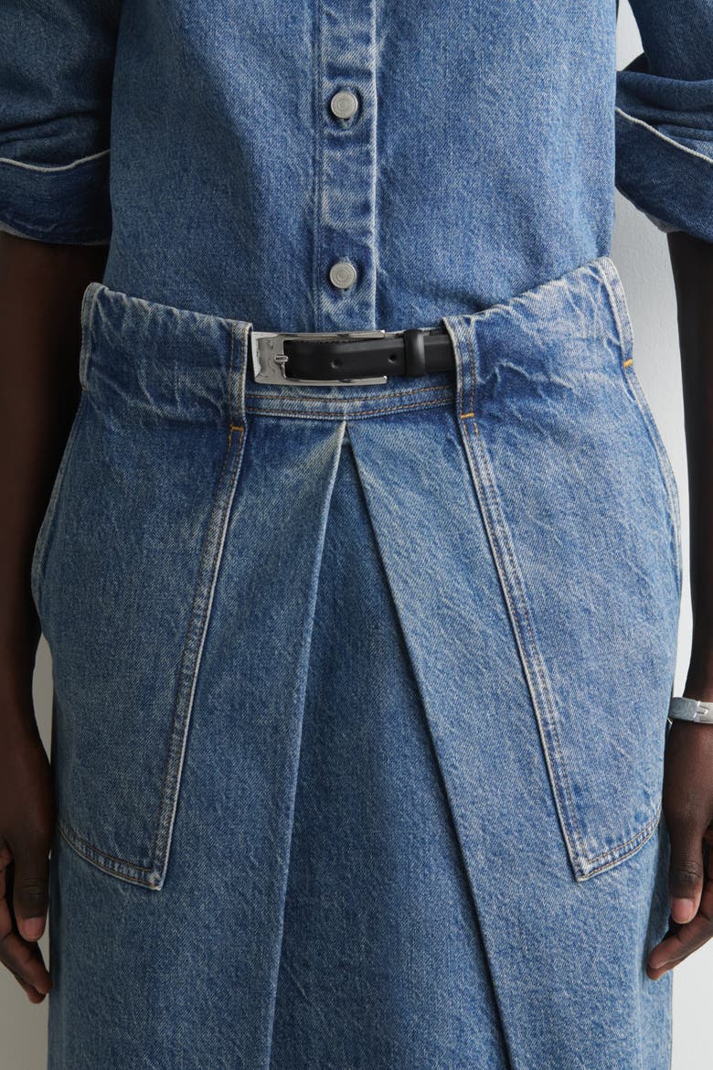 Denim A-Line Utility Skirt, Alternate, color, BLUE