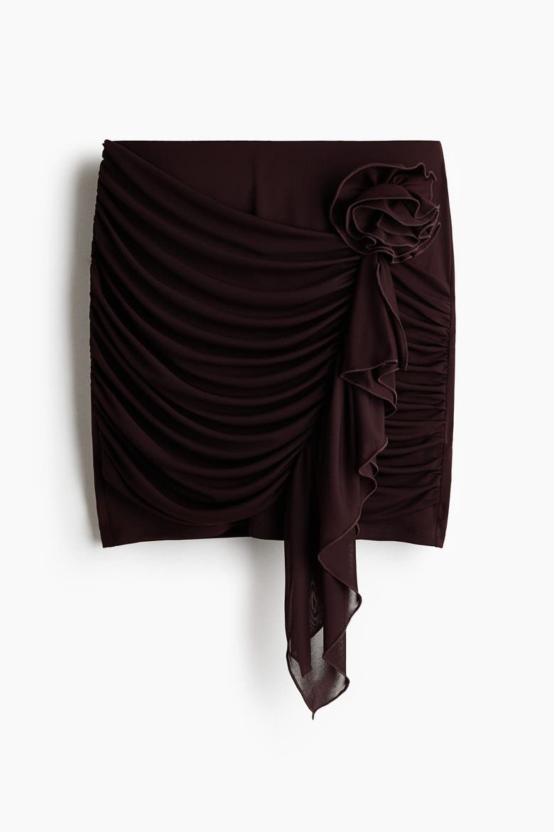 Flower-detail Mini Skirt, Alternate, color, Dark brown