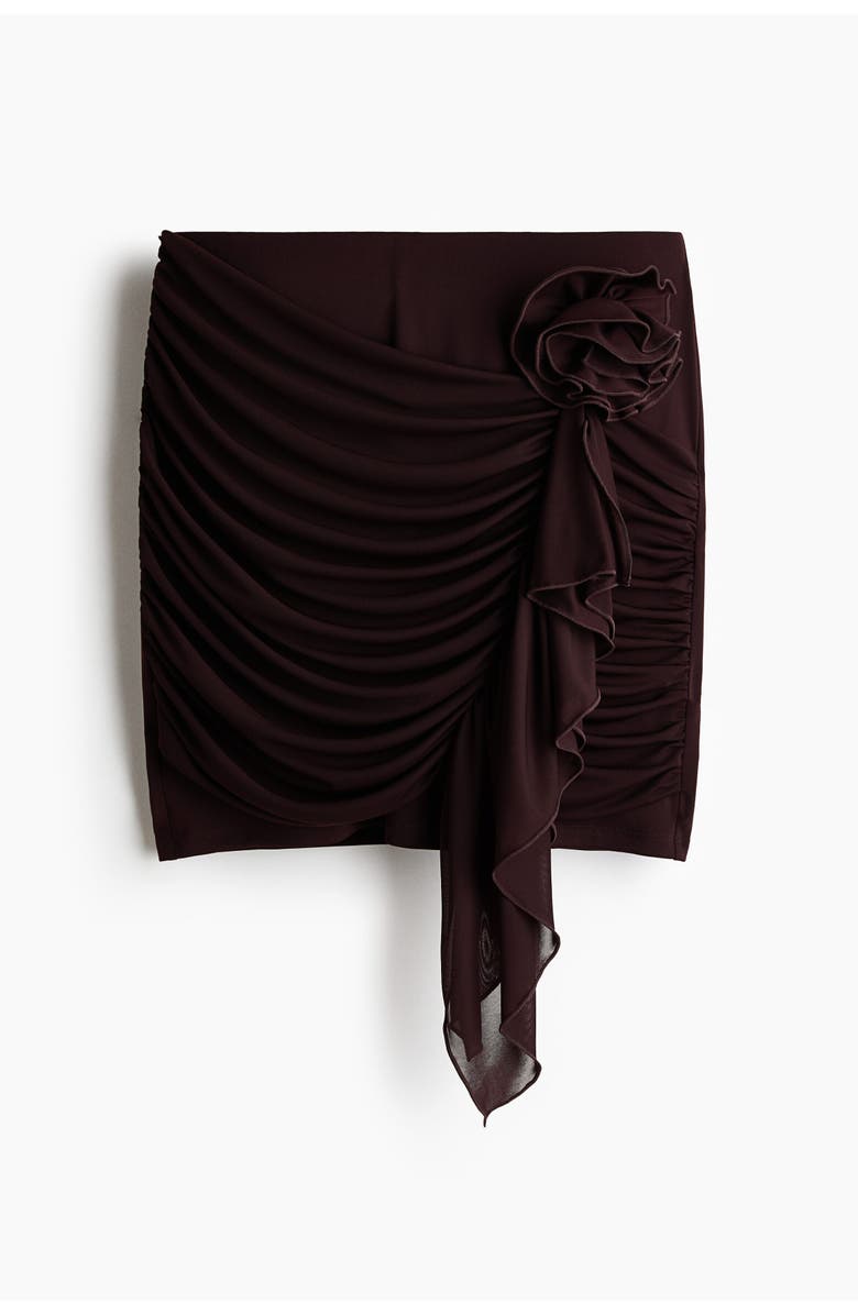 H&M Flower-detail Mini Skirt, Alternate, color, Dark Brown