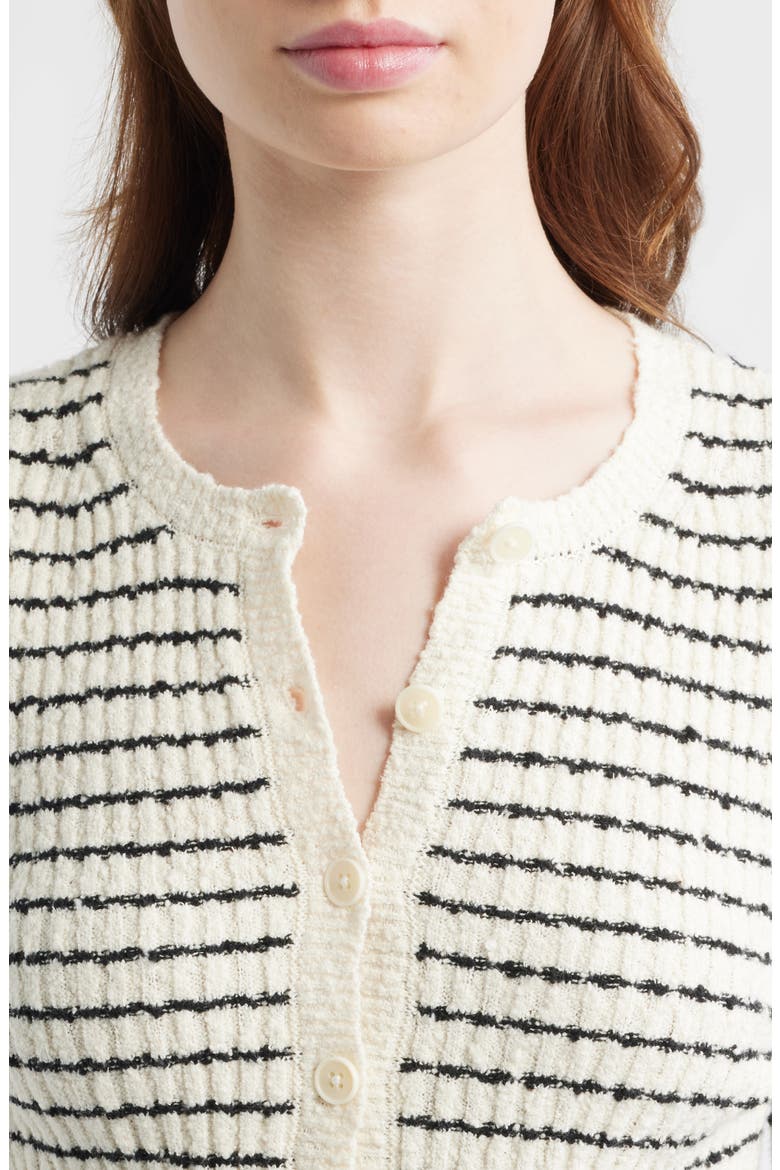 Striped Boucle Knit Cardigan, Alternate, color, IVORY AND BLACK STRIPE
