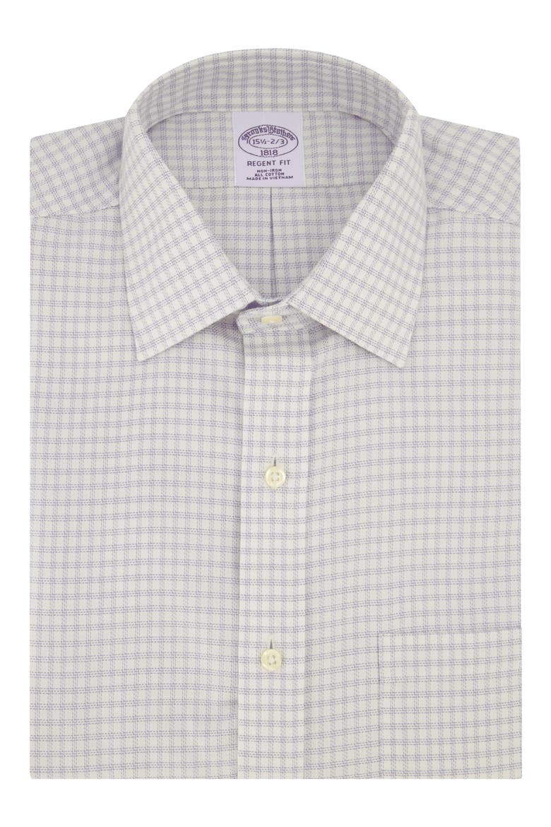 Non-Iron Regent Fit Dobby Dress Shirt, Main, color, CHKWHTLAVENDER