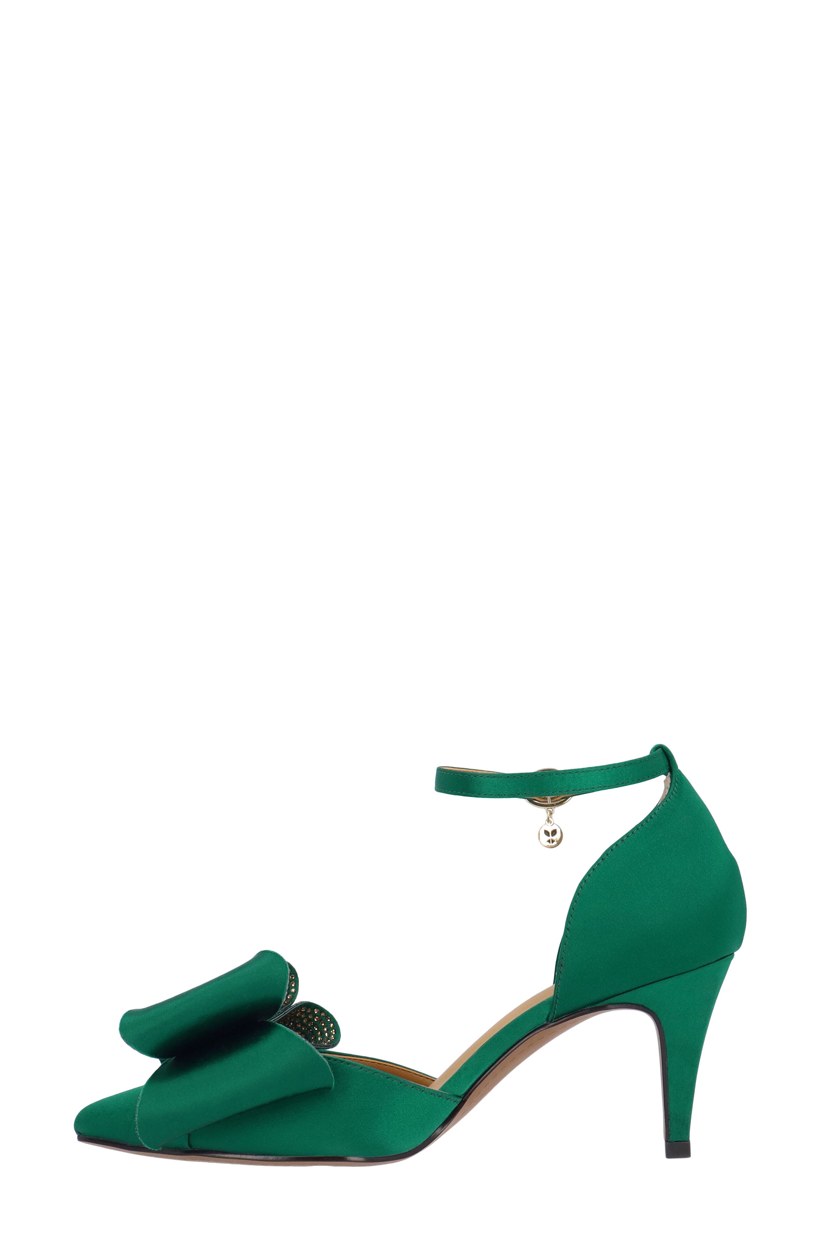 J. Reneé Pammie Ankle Strap Bow Pump, Alternate, color, Emerald
