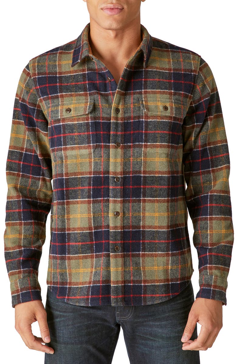 Lucky Brand Plaid Workwear Wool Blend Overshirt, Main, color, 