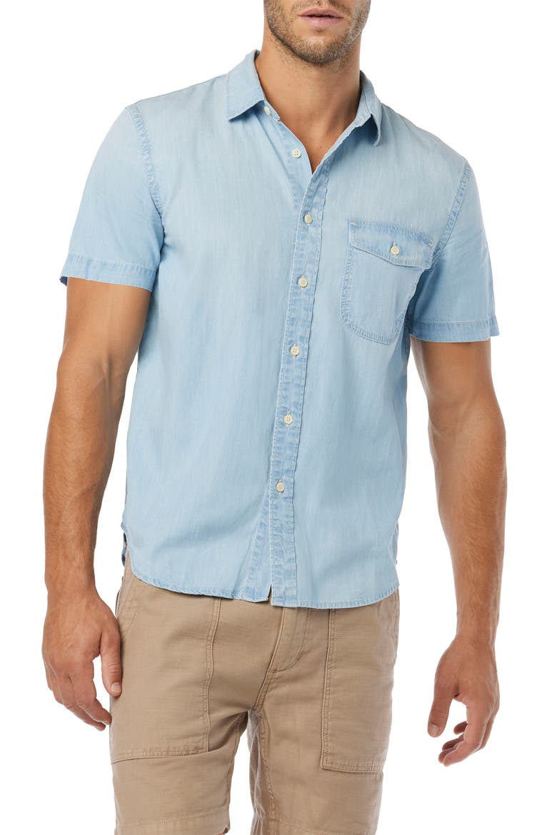 Howard Stretch Short Sleeve Button-Up Shirt, Main, color, COLD DYE CHAMBRAY