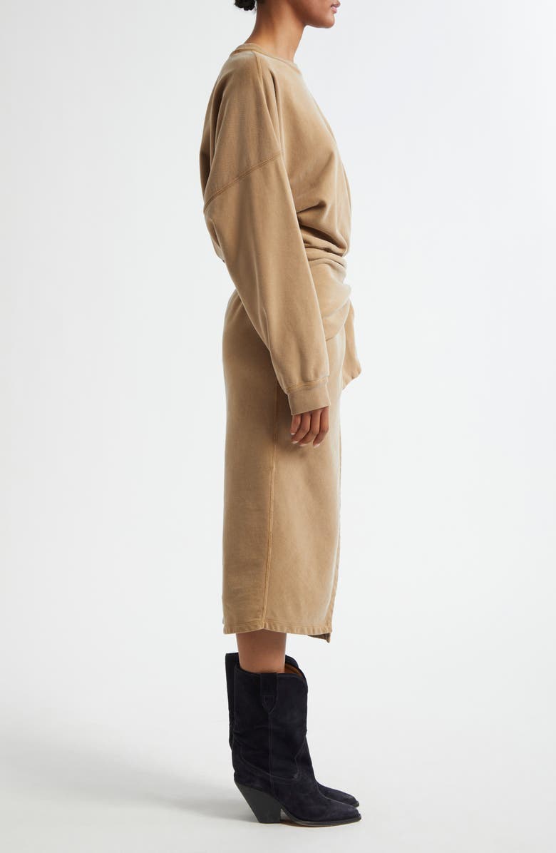 Isabel Marant Étoile Sandrina Long Sleeve Cotton Fleece Dress, Alternate, color, Caramel