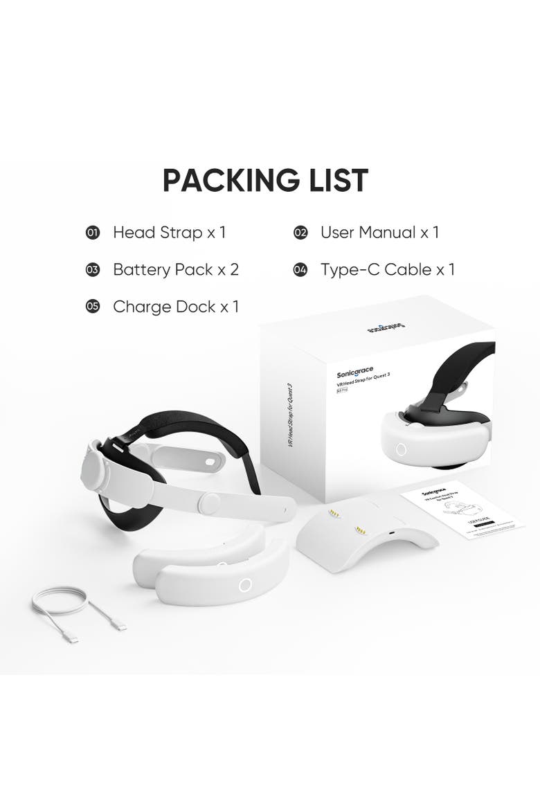 S3 Duo Battery Head Strap for Meta Quest 3 and Quest 3S, Alternate, color, White