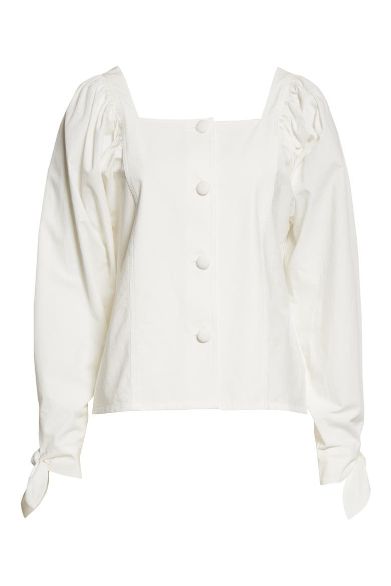 Alma Square Neck Cotton Blouse, Alternate, color, WHITE