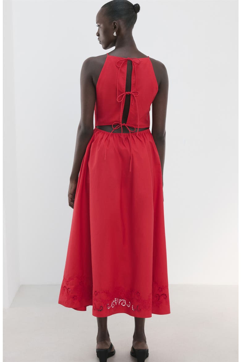 Embroidered Detail Cotton Dress, Alternate, color, RED