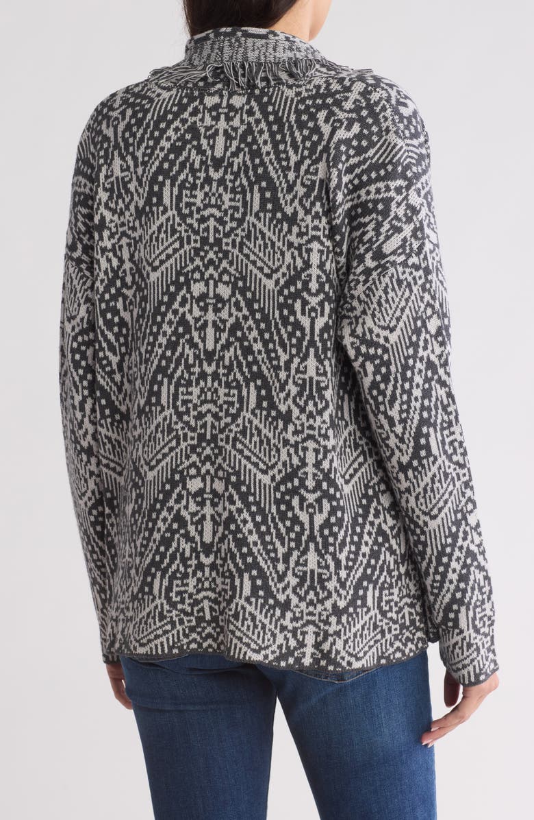 Lucky Brand Shawl Collar Open Front Jacquard Knit Cardigan, Alternate, color, 