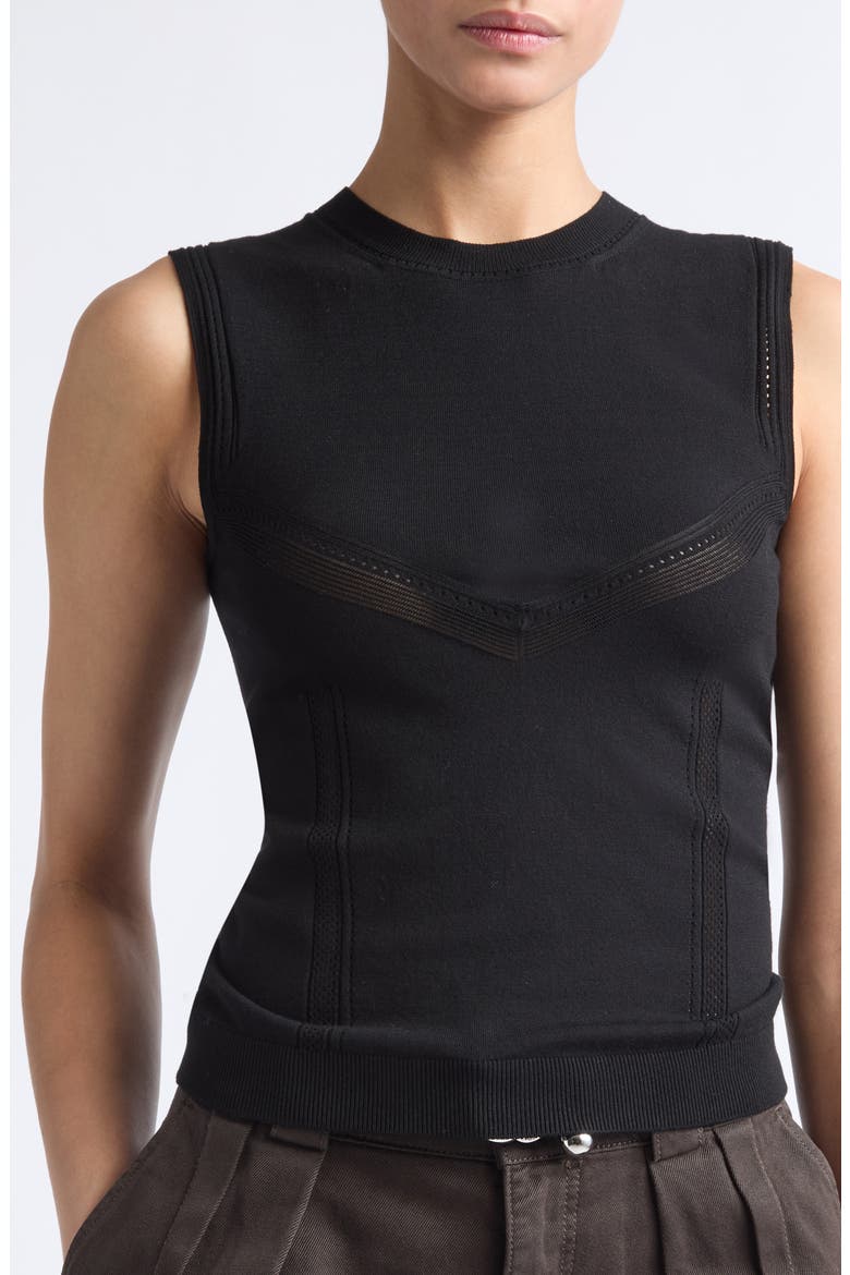 Pavido Mesh Accent Sleeveless Sweater, Alternate, color, BLACK