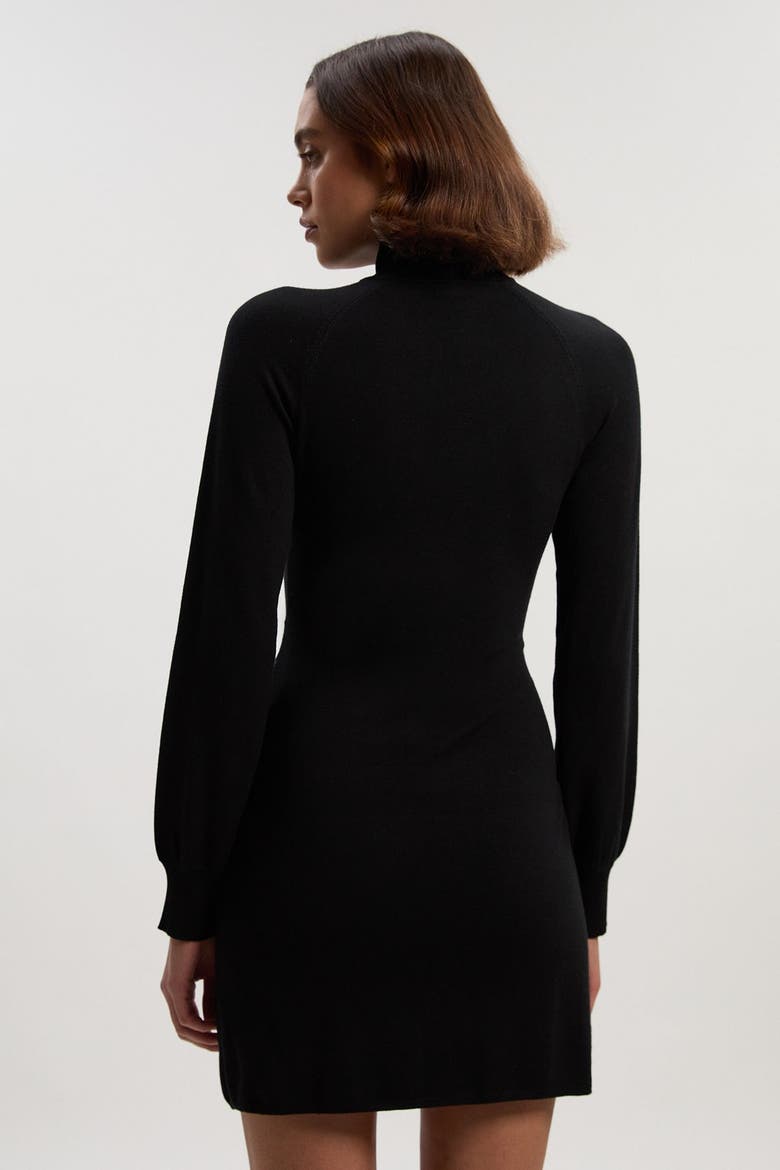 Viscose Blend Popper Knit Mini Dress, Alternate, color, Black