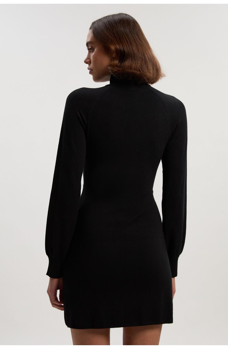 Karen Millen Viscose Blend Popper Knit Mini Dress, Alternate, color, Black