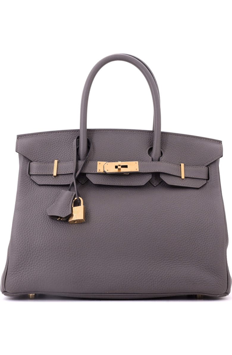 Pre-Owned Hermes Birkin Handbag Grey Togo with Gold Hardware 30, Main, color, Etain