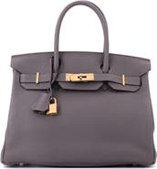 Pre-Owned Hermes Birkin Handbag Grey Togo with Gold Hardware 30