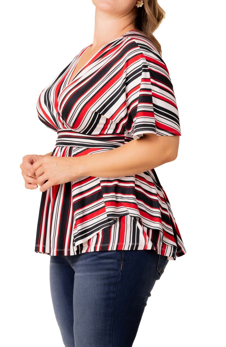 Kiyonna Boulevard Stripe Knit Top, Alternate, color, Red White & Black