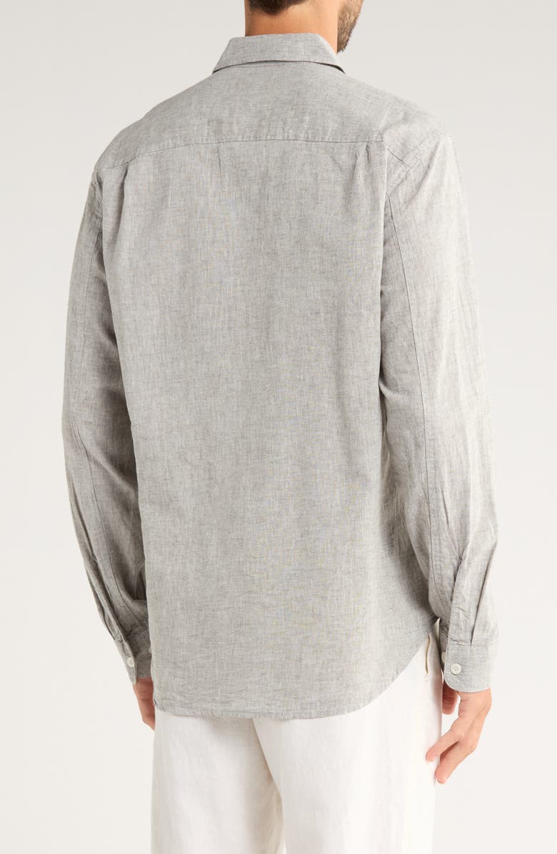 Coastaoro Linen & Cotton Blend Button-Up Shirt, Alternate, color, Moss Olive