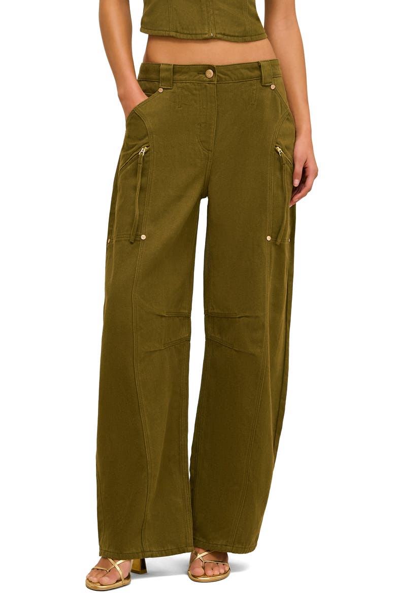 Cult Gaia Sigrid Twill Barrel Leg Pants, Main, color, 