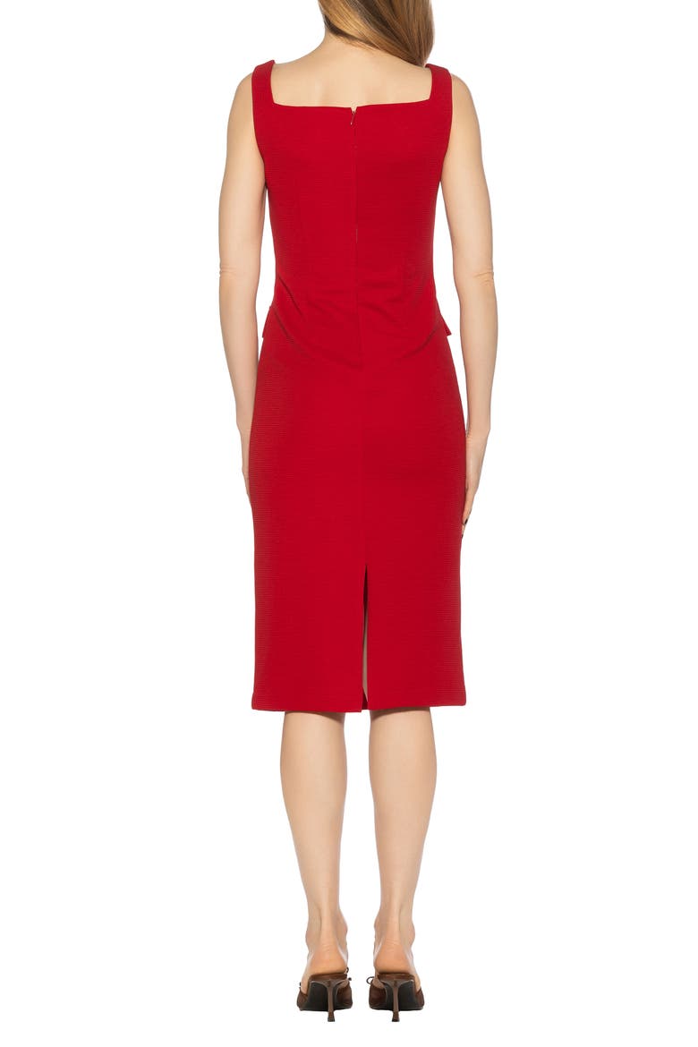 Mae Button Trim Sleeveless Shift Dress, Alternate, color, RED