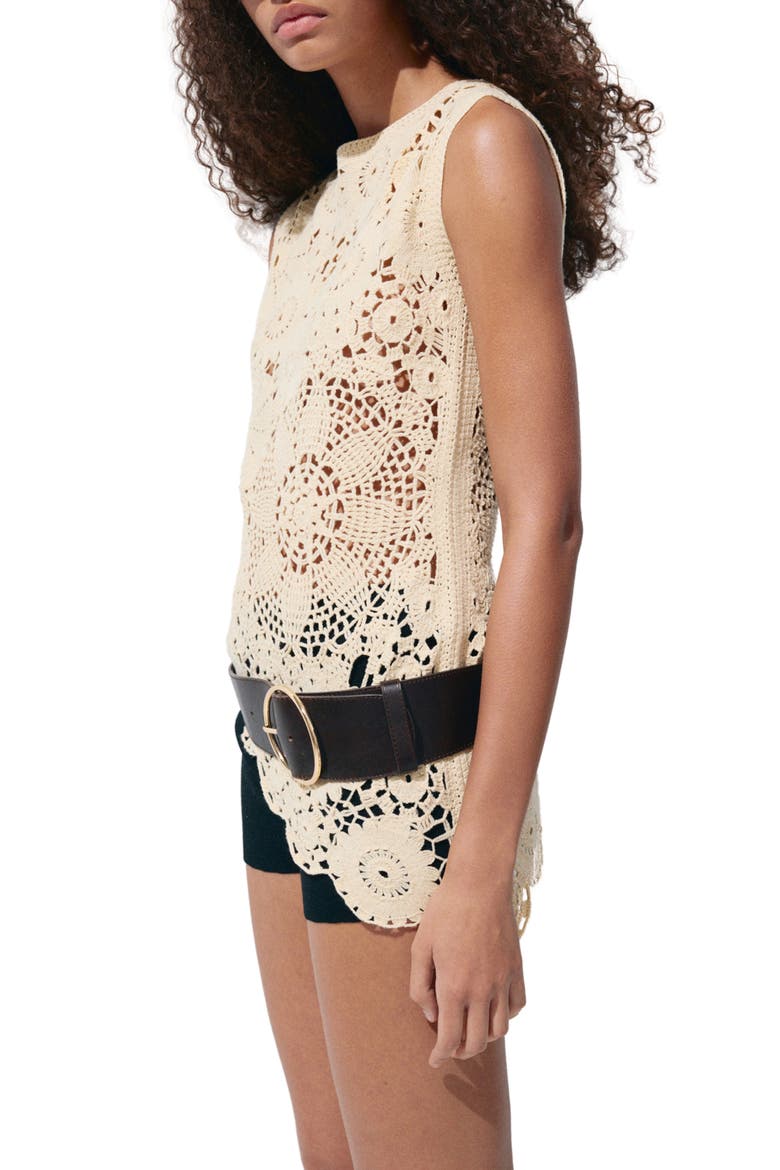 Truita Open Work Knit Asymmetric Hem Top, Alternate, color, PASTEL YELLOW