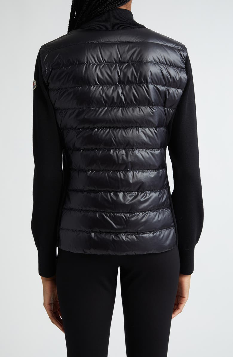 Moncler Quilted Nylon & Wool Knit Cardigan, Alternate, color,