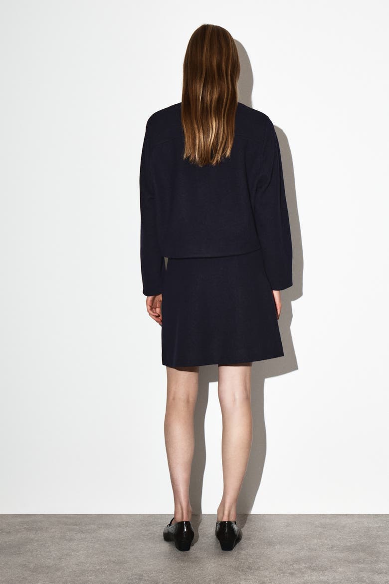 Boiled Merino Wool Mini Skirt, Alternate, color, NAVY
