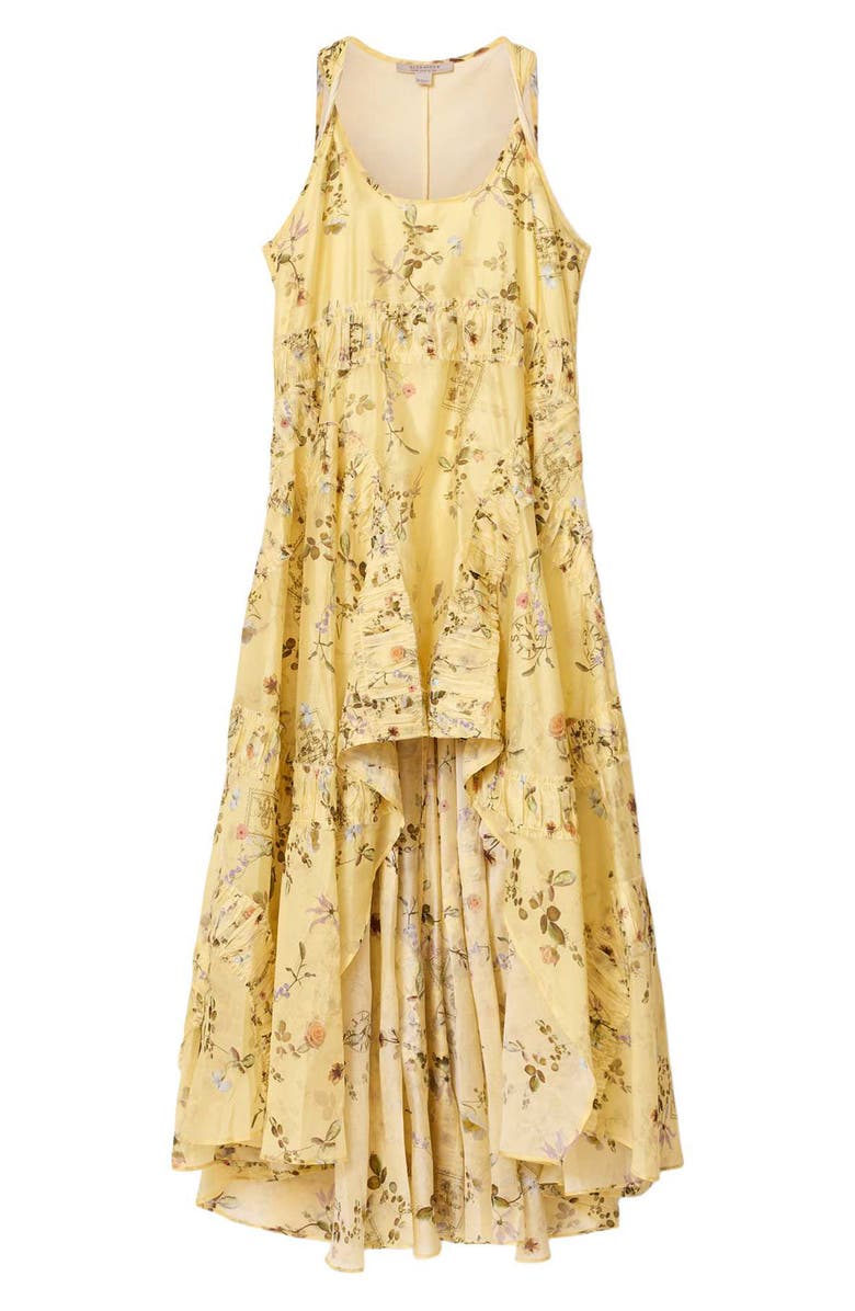 AllSaints Dorina Floral High-Low Maxi Dress, Alternate, color, Carmel Pale Yellow