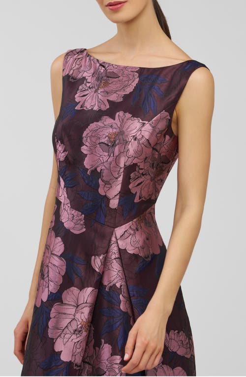 Kay Unger Caitlin Metallic Floral Jacquard Sleeveless Gown In Multi
