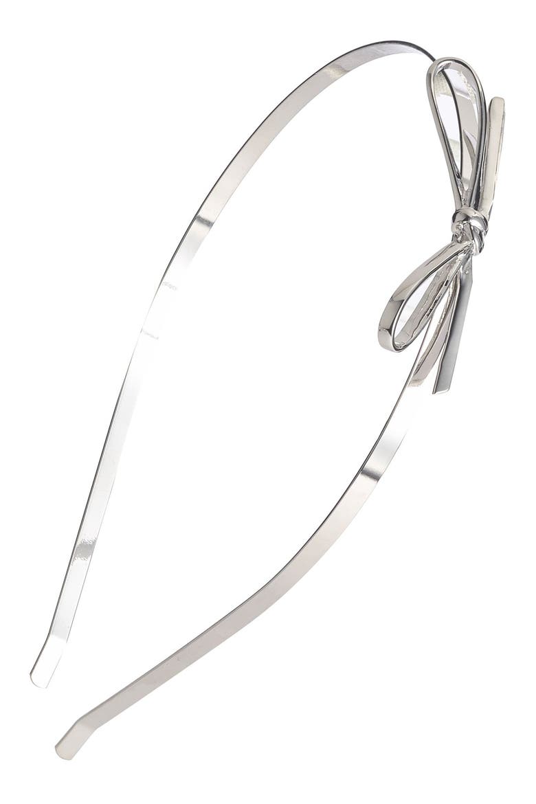 skinny mini metal headband, Main, color, SILVER