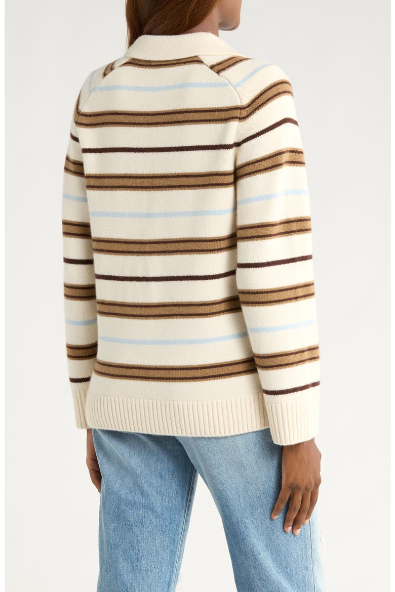 Peggy Stripe Collared Oversize Wool Cardigan, Alternate, color, IVORY MULTI